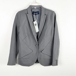 ELIZABETH & CLARKE Gray Cahill Unstainable Single Button Lined Blazer, Size 6